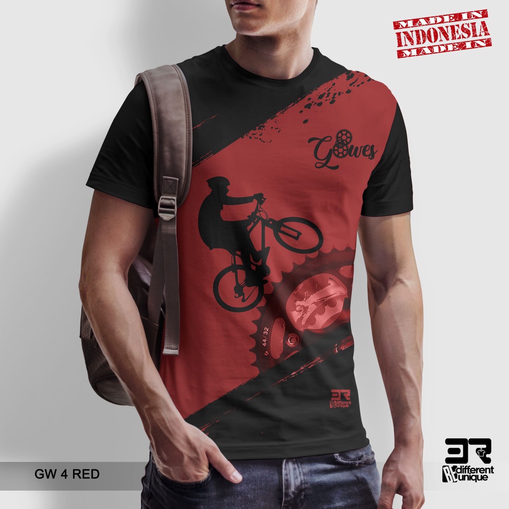 [ COD ] KAOS PRINTING GAMBAR SEPEDA GW 4 RED - BAJU DISTRO ORIGINAL MOTIF HOBI HOBBY OLAHRAGA OLAH R