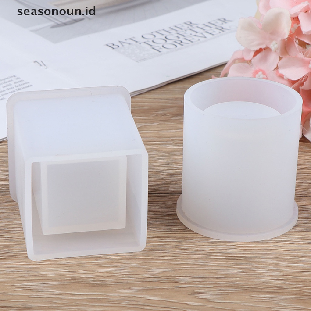 【seasonoun】 Silicone Mold Pen Container Square Round Storage Holder Epoxy Resin Molds .