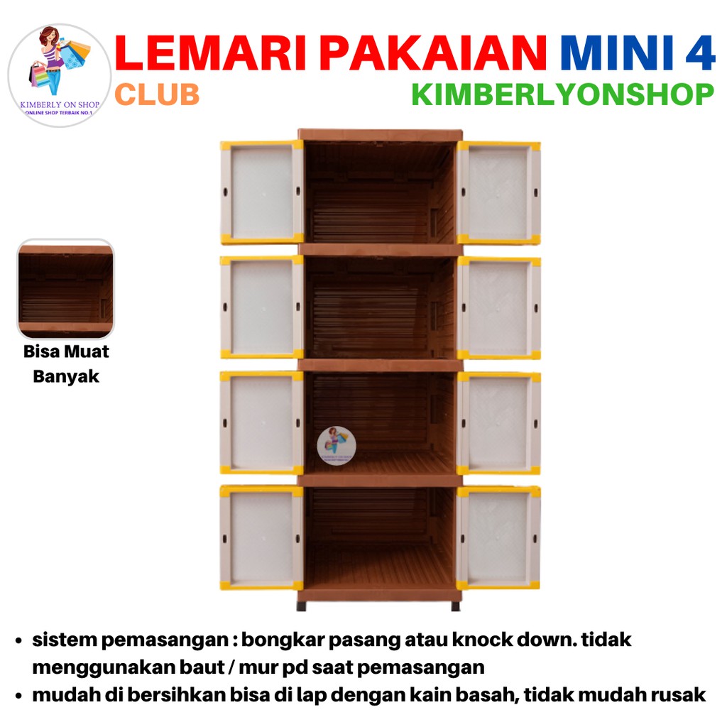 Lemari Pakaian Plastik Mini Susun 4 Mini VNT WSP Club