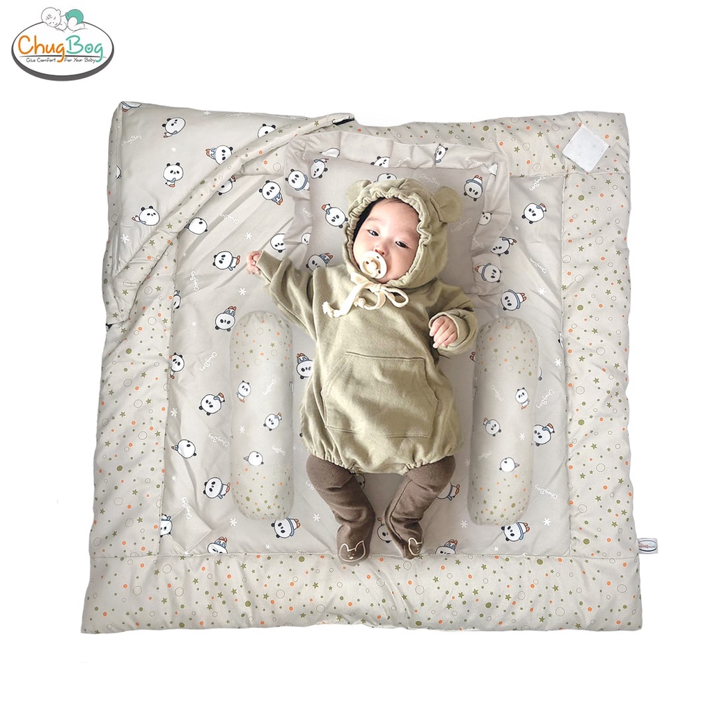 BABY MATRASS DOUBLE FUNGSI + BANTAL DAN GULING SET BAMBOO SERIES