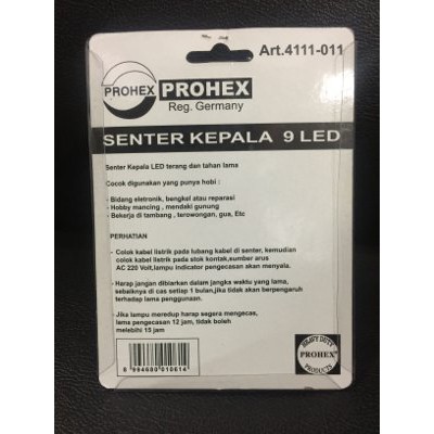 Jual senter kepala 9 led prohex Murah