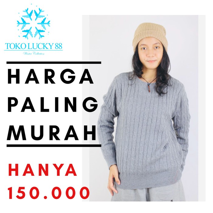 Jaket Sweater Wanita Baju Dingin Biru Muda Sky Blue Un 5617QM  Rajut Wool Import Musim Dingi