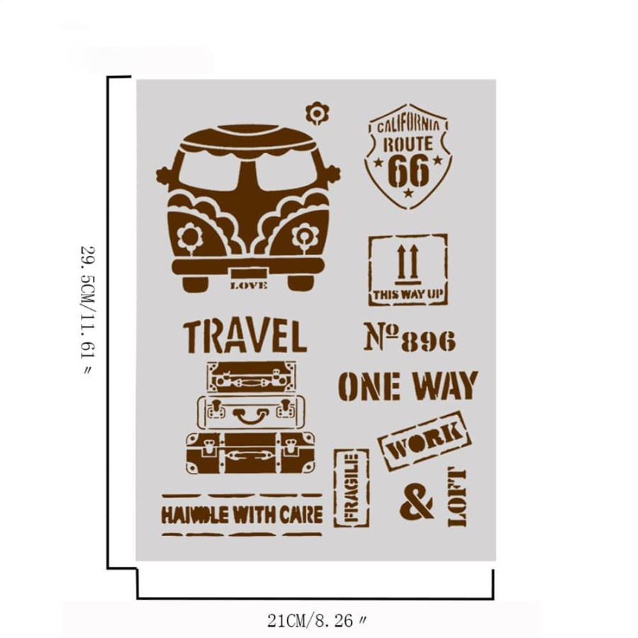 Plastic Stencil - California Route 66 Pattern (29,5x21,0cm)