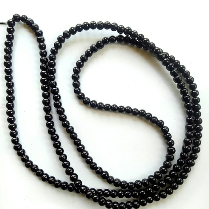 Manik-Manik Mutiara Plastik Warna Hitam (4mm) (1 Renteng)