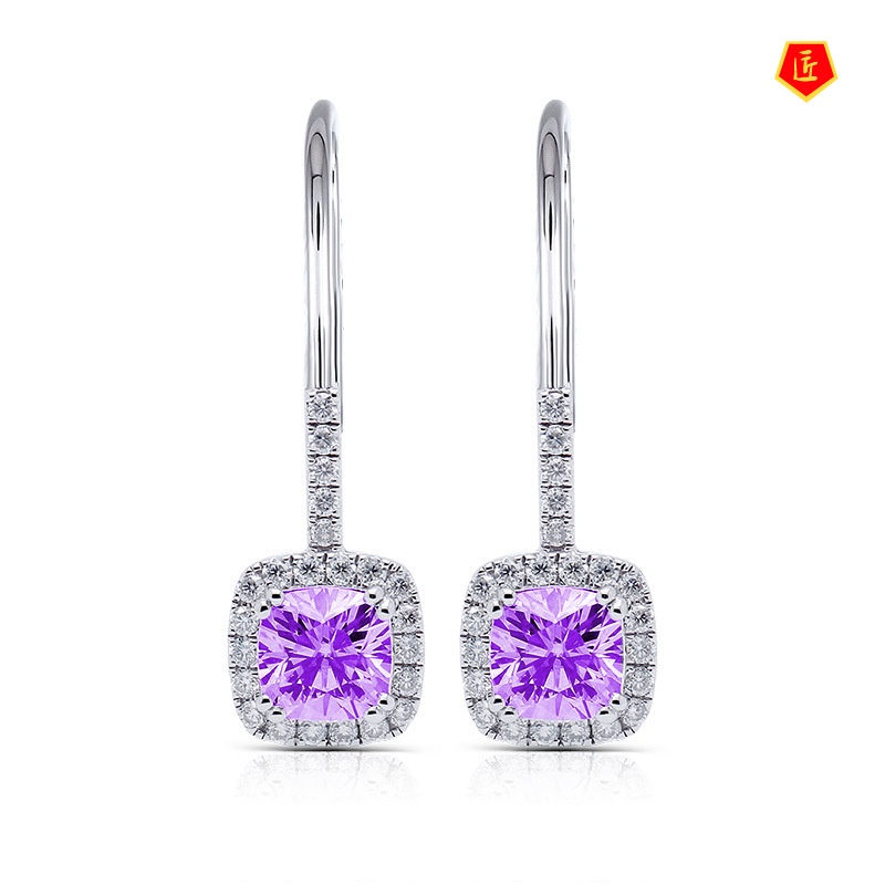 [Ready Stock]Four-Claw Moissanite Earrings Female Temperament Elegant