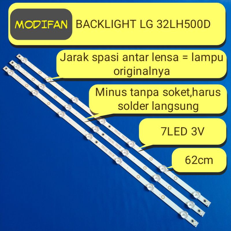 satuset ( 3strip ) modifan lampu backlight LG 32LH500D