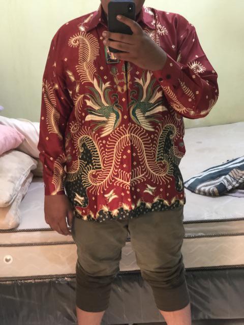 Aljazvian Kemeja Batik Premium Semi Sutra Jenis Silky Halus Keren Tersedia Ukuran Jumbo M L Xl Xxl G