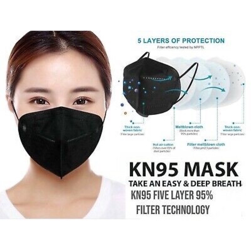 Masker KN95 HITAM /Masker KN 95 Black premium /Masker KN95 Earloop Hitam