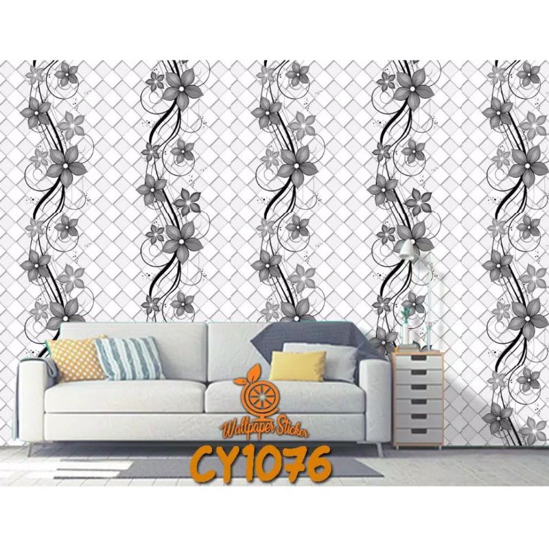 [ COD Bayar Di Tempat ] WALLPAPER STIKER DINDING MURAH Motif Bunga Bintang CY1076