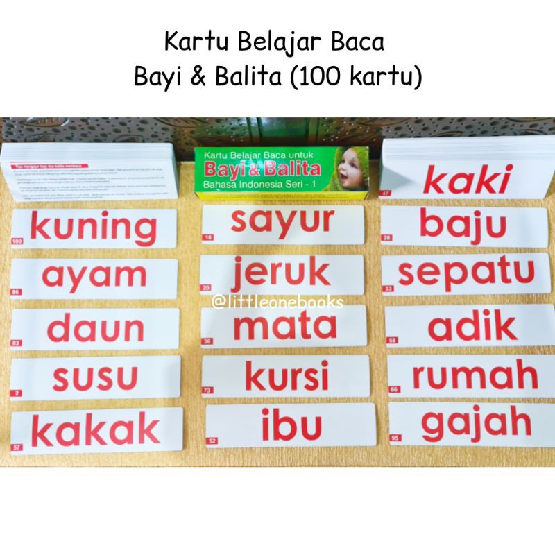 Kartu Belajar Baca untuk Bayi dan Balita (100 kartu) / kartu pintar balita / flash cards anak