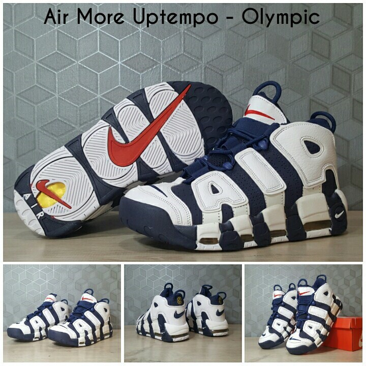 Sepatu Basket Kuliah[FREE KAOS KAKI] Sepatu Basket Nike Air More Uptempo Navy olympic