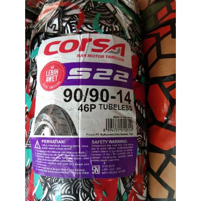 CORSA 90 90 14 S22 TUBELES BAN MOTOR MATIC BELAKANG TERMURAH Termurah