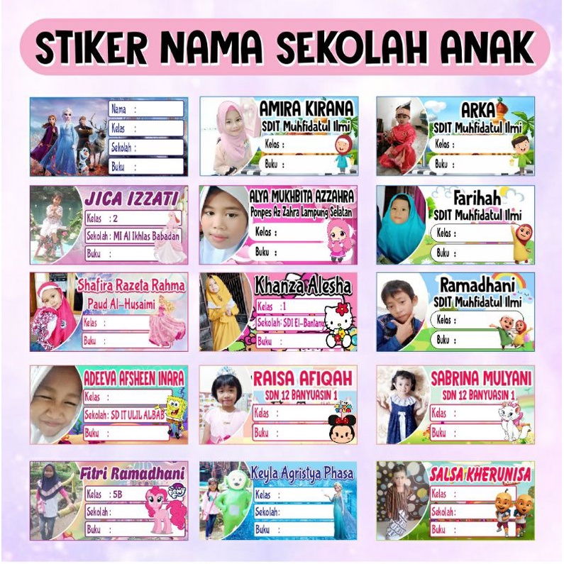 

Label Stiker Nama Tempelan Buku PAKAI FOTO (isi 35pcs) ukuran 9,4x4,4cm