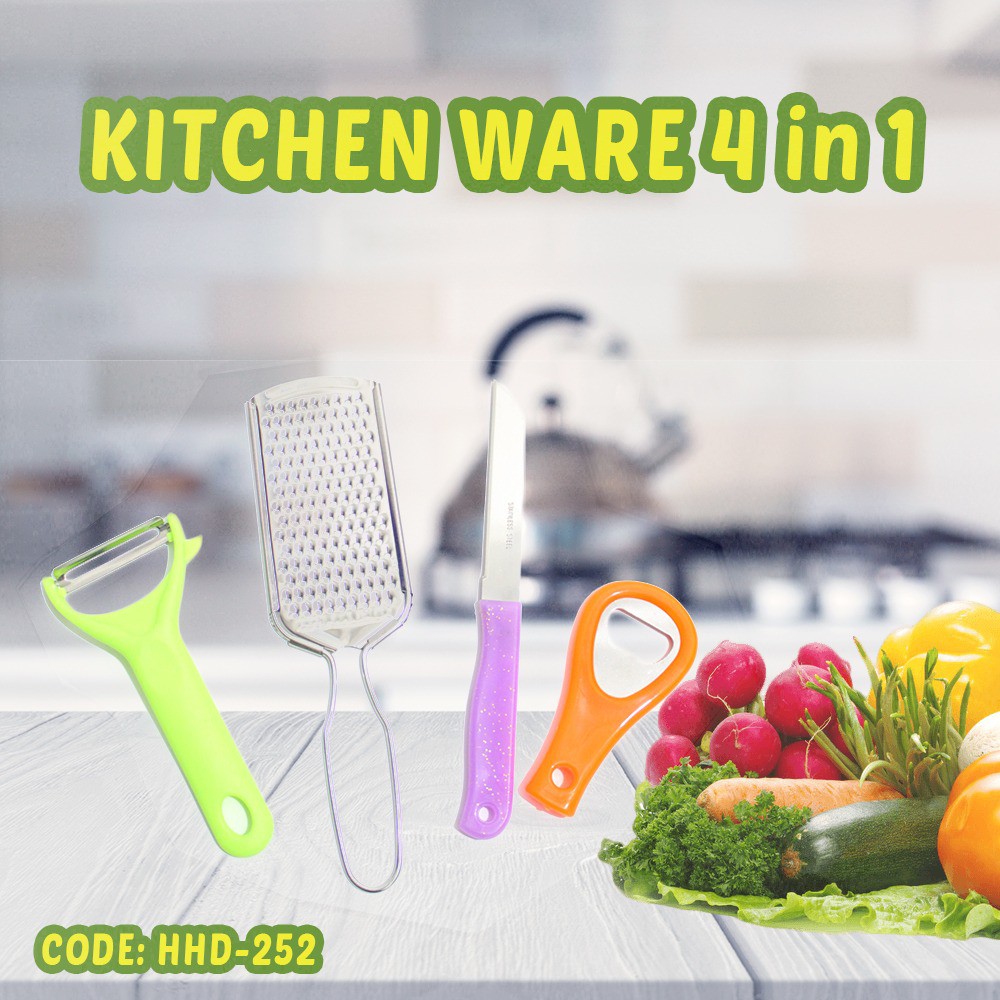 KITCHEN WARE 4IN1 SET PERALATAN MASAK PISAU PARUTAN KEJU