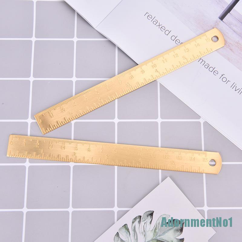 (AdornmentNo1) Penggaris Lurus 15CM Bahan Kuningan Untuk Stationery Sekolah