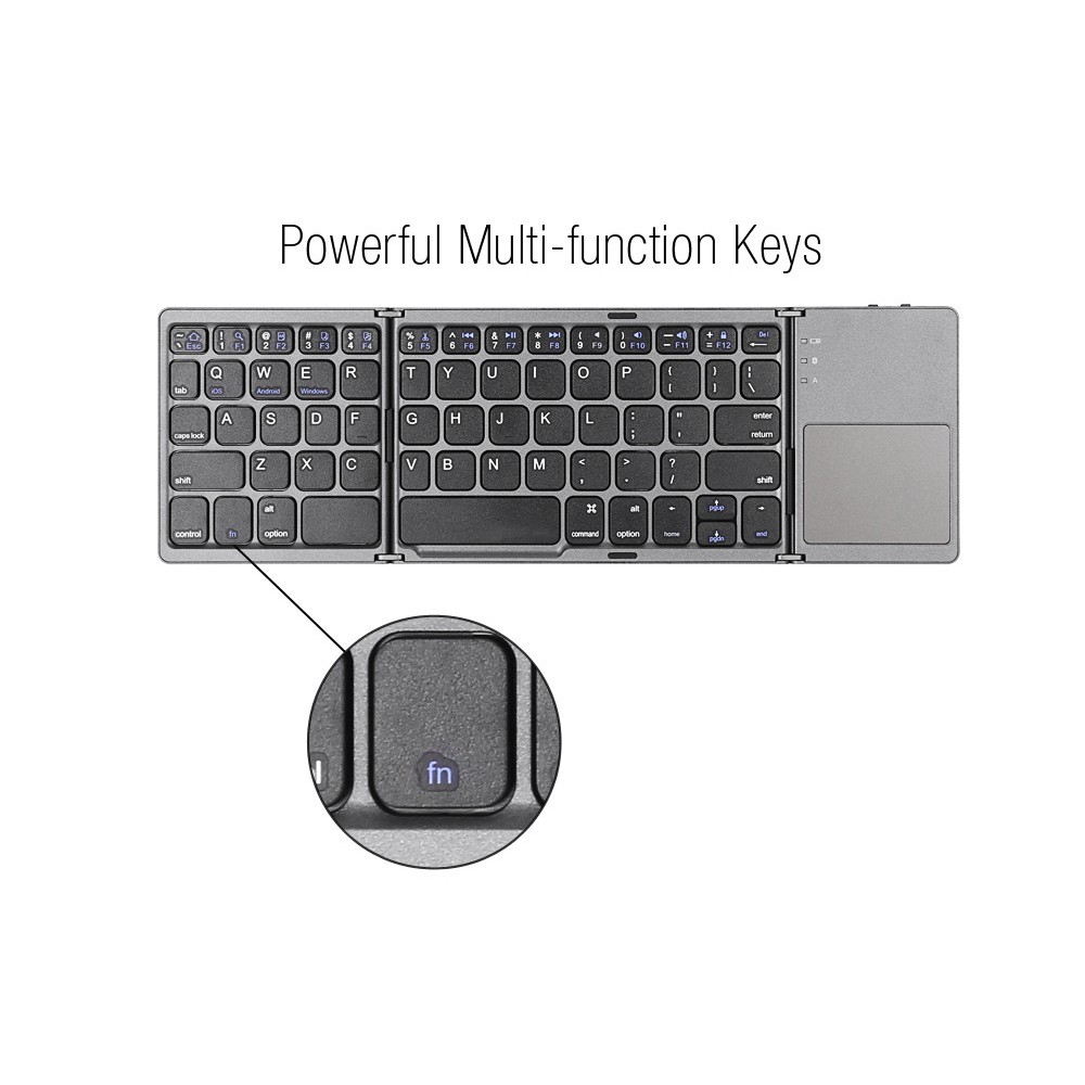 B033 - Three Layers Generic Mini Bluetooth Foldable Keyboard with Touchpad