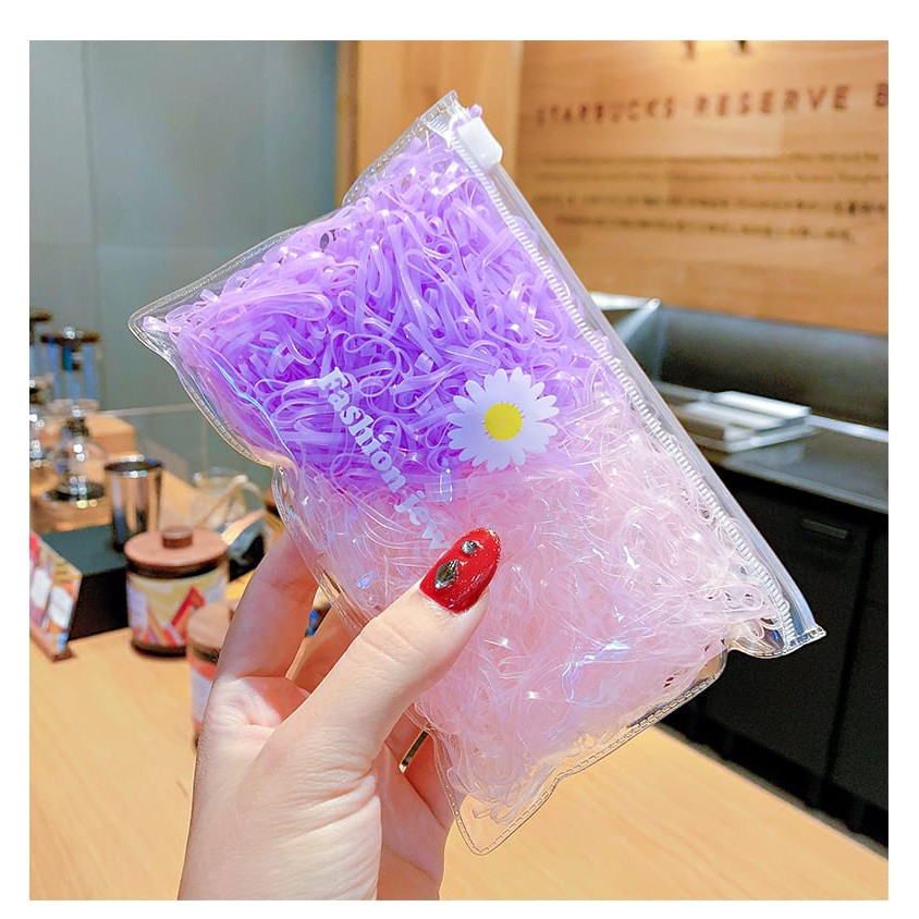 (27AN.ID) 500PCS Ikat Rambut H209 Ikat Rambut Karet Korea Wanita Warna Polos Gaya Korea Untuk Anak Perempuan-5