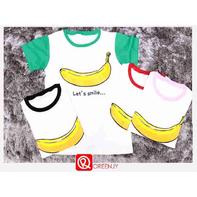 5205 kaos banana raglan smile : kaos oreenjy motif banana kaos motif pisang trendy