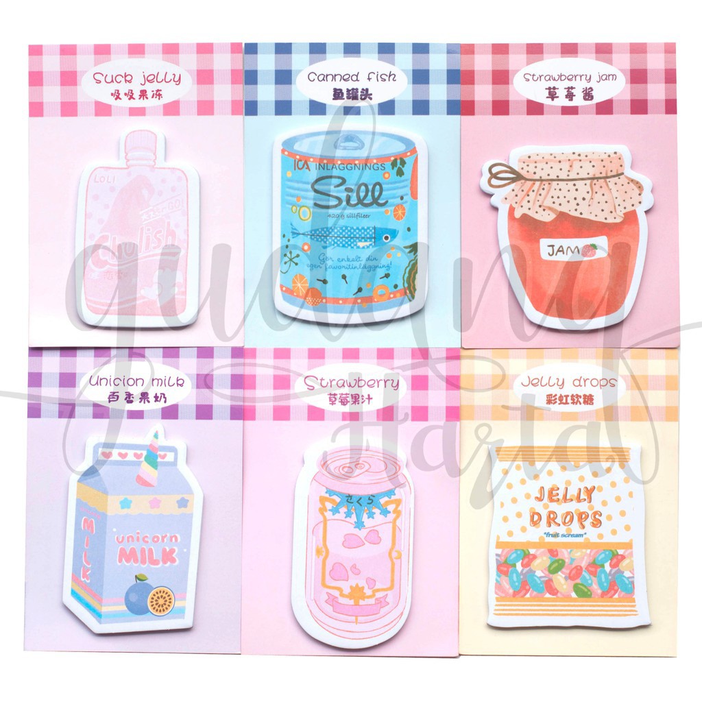 

Sticky Notes Unicorn Milk Jelly STrawberry Lucu Memo Unik DIY Scrapbook AA 003