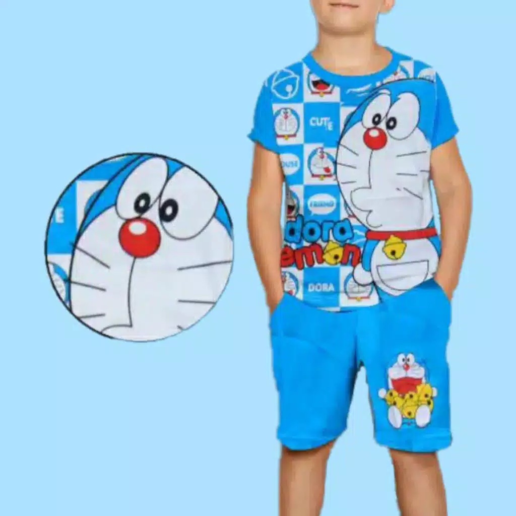 Setelan anak doraemon santai / setelan baju anak celana doraemon