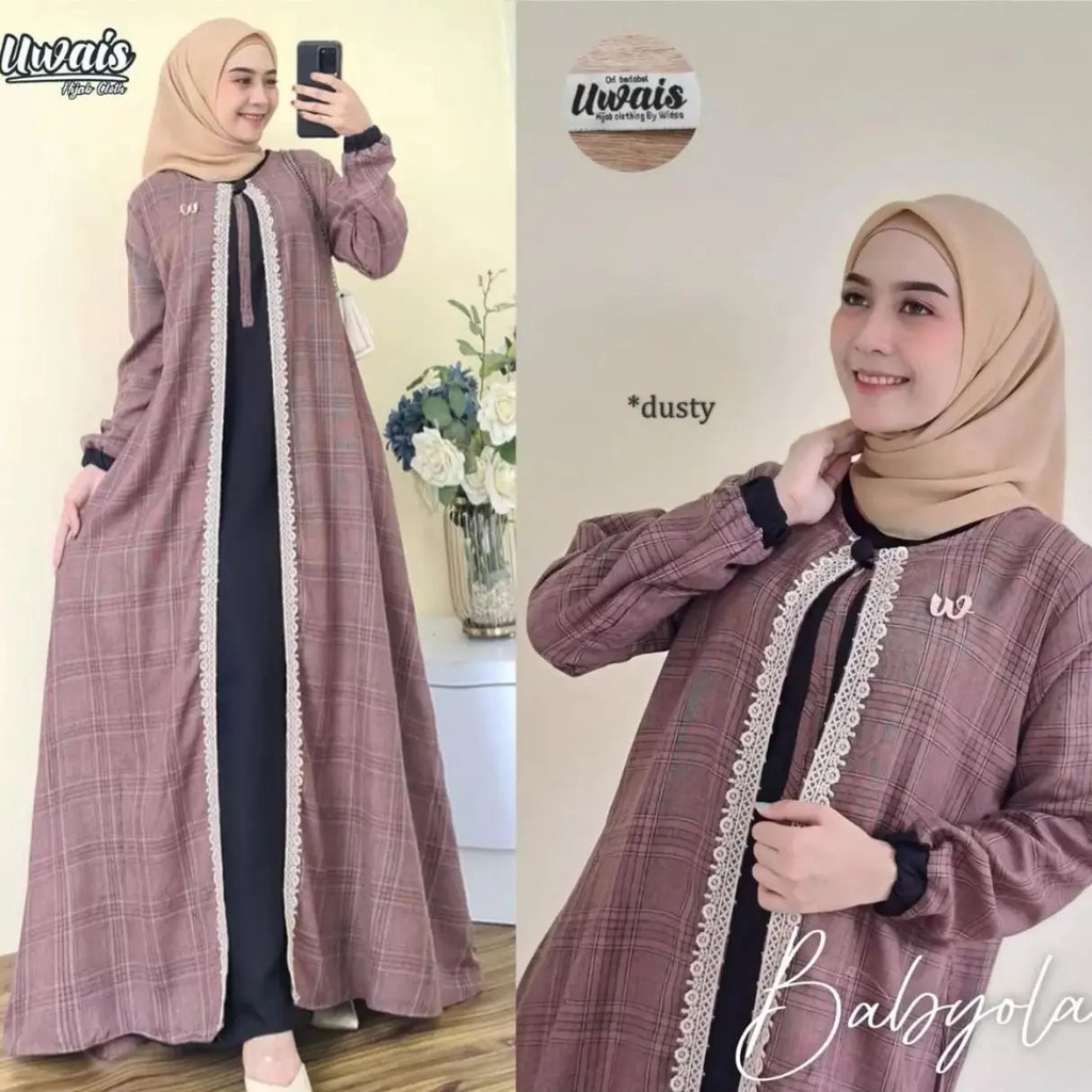 Dress Hijab Dua Layer Menyatu Aplikasi Renda Terbaru Baju Gamis Ngetren Baju muslim dewasa wanita Gamis Kondangan matt Ceruty Full Furing Dress Gamis Busui Friendly Wudhu Friendly / Babyola dress