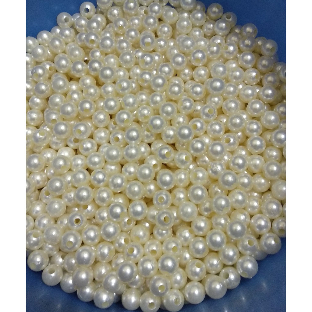 30 Gram Manik Mote Mutiara Diameter 8mm Putih Susu -Mote Manik Manik - Payet Mutiara Broken White 8mm