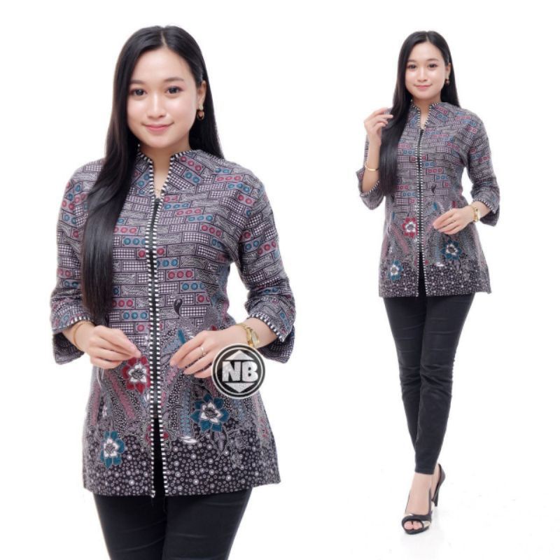 tey-17 Batik Wanita ASJ SA HRB026 Kenongo Kemeja Tosca Pendek-12