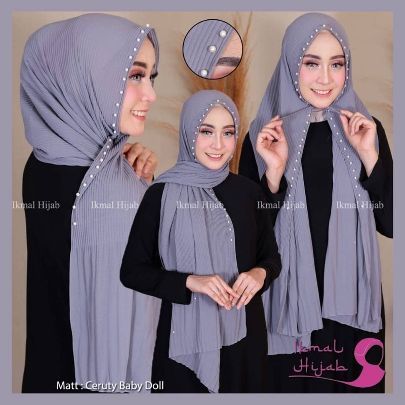 PASHMINA PLISKET LIDI MUTIARA PAYET MOTEK CERUTY - IKMAL HIJAB