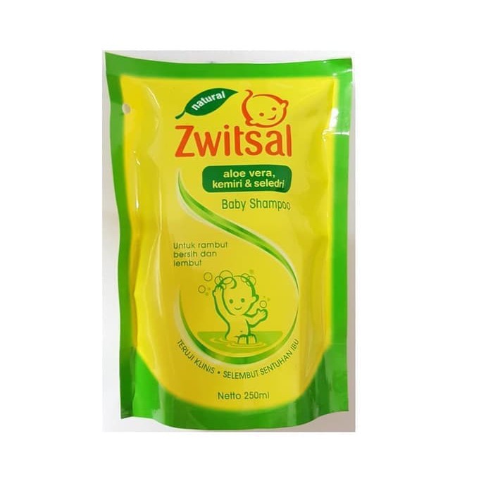 Zwitsal Baby Shampoo Natural Aloe Vera Pouch refill 250ml 250 ml