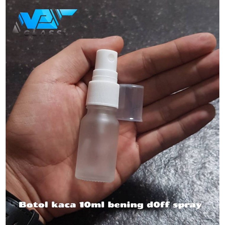 botol kaca 10ml spray / botol kaca 10ml bening doff tutup spray