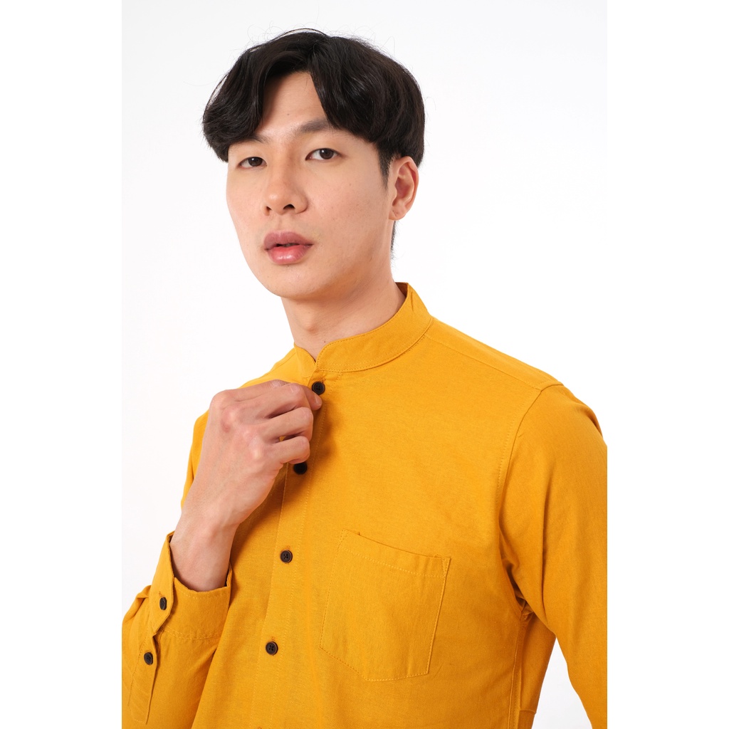 SANVANINA Kemeja Pria Basic Polos Shanghai Panjang Mustard - Kareem Mustard E-1414G