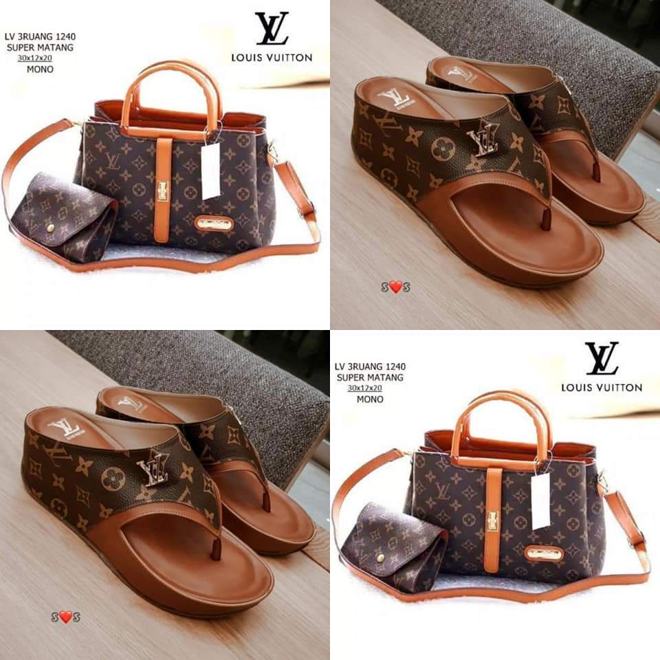 Paket tas selempang dan wedges sandal vinari