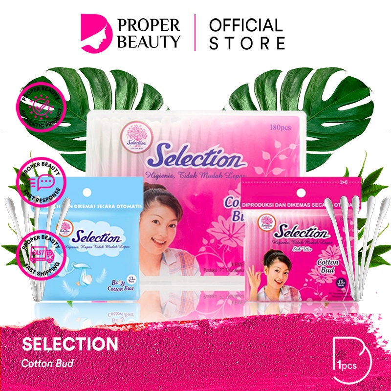 SELECTION Cotton Bud Indonesia / Kapas Stik Ulir Baby 100pcs 180pcs Box Ziplock Refill / Kecantikan Special Lapis Tipis Tebal Oval Round Bulat Kotak Ball Buds Medisoft Hijau Biru Modis Rona Kharisma / Pembersih Wajah Facial Cleanser Toner Essence / Paket