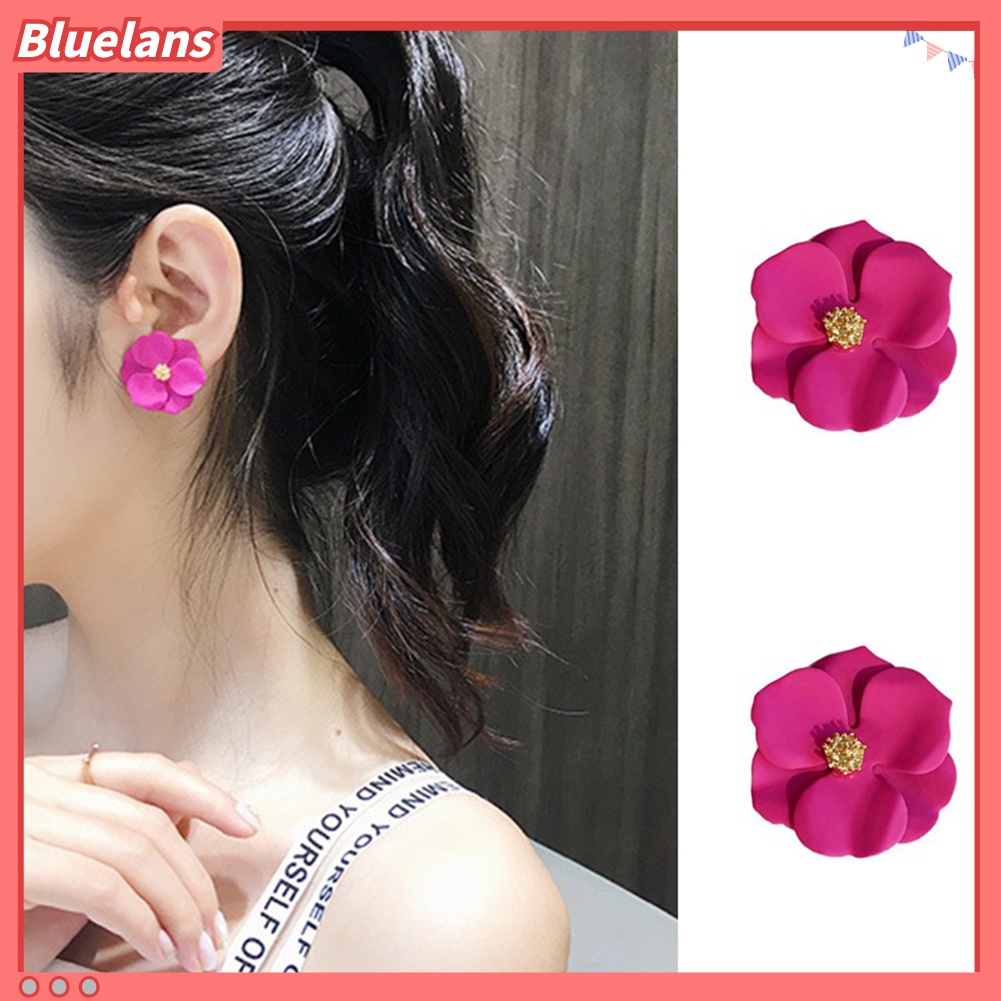 Anting Stud Desain Bunga Warna-Warni Untuk Wanita