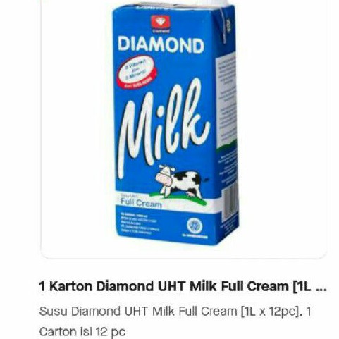 

1 Karton Diamon UHT Full Cream 1 Ltr (isi 12 pcs)
