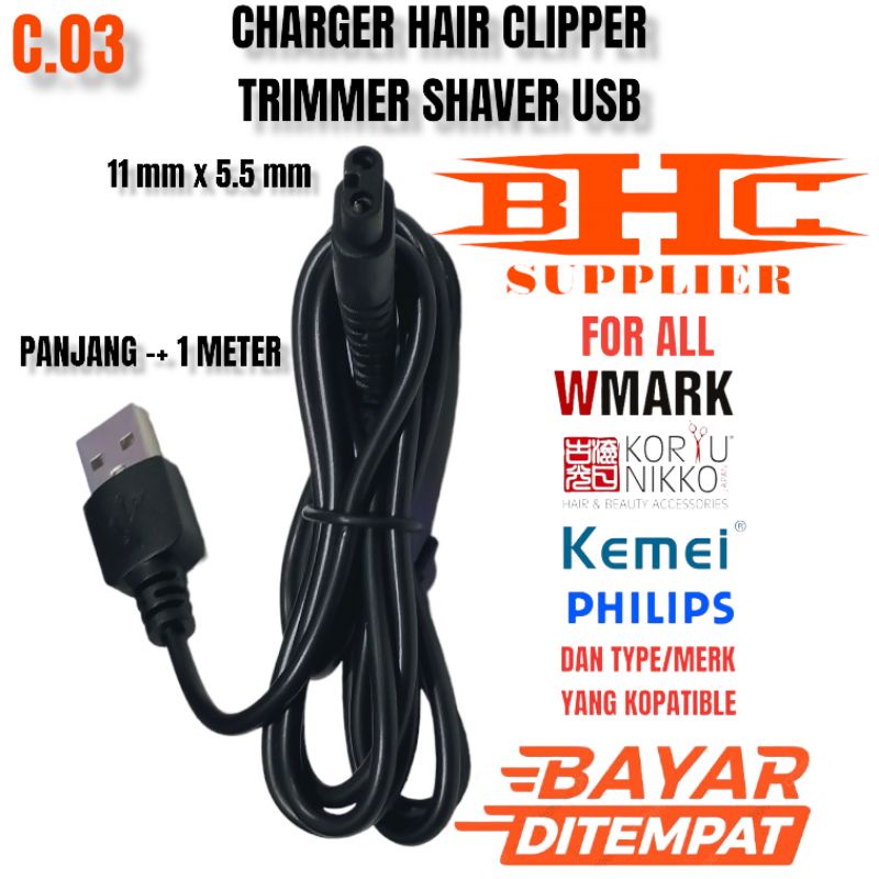 Charger C.03 Hair Clipper TRIMMER SHAVER DLL / Chasan / Suku Cadang Sperpart Kemei