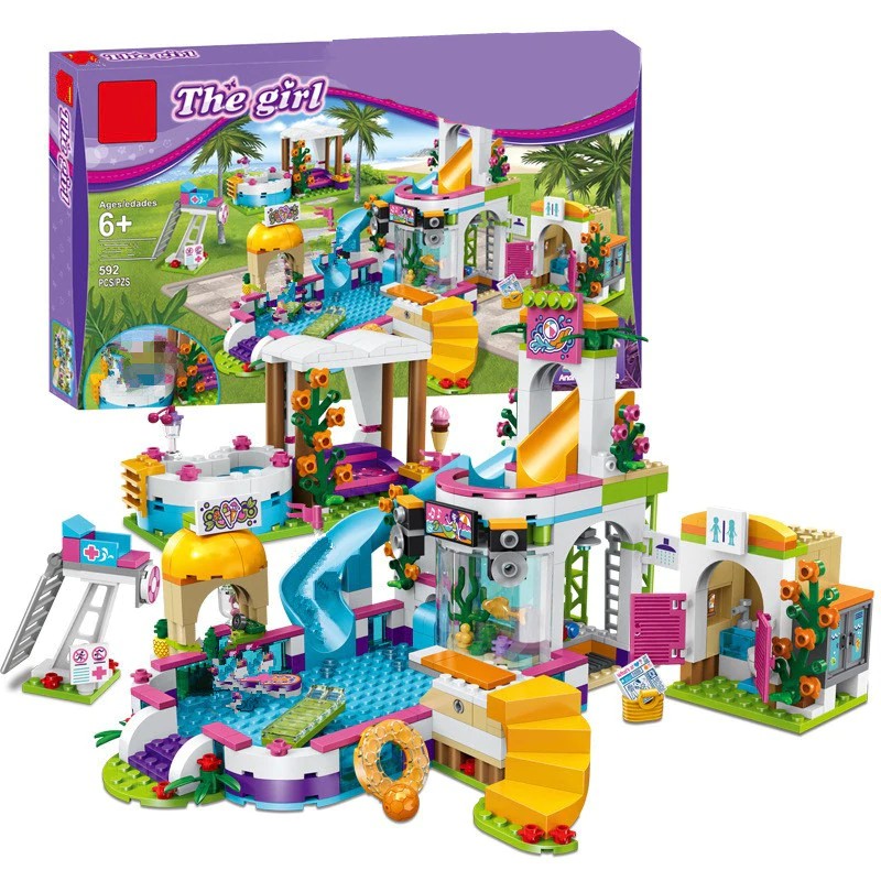 Mainan Lego Anak New Heartlake Girls club Summer Pool fit legoing friends city model Building block