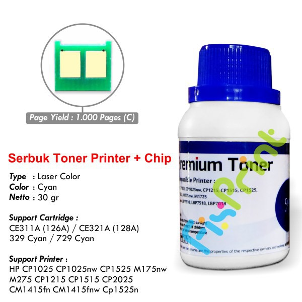 Serbuk Refill + CHIP Toner HP 130A CF350A CF351A CF352A CF353A Bubuk Cartridge Printer M177fw M176n