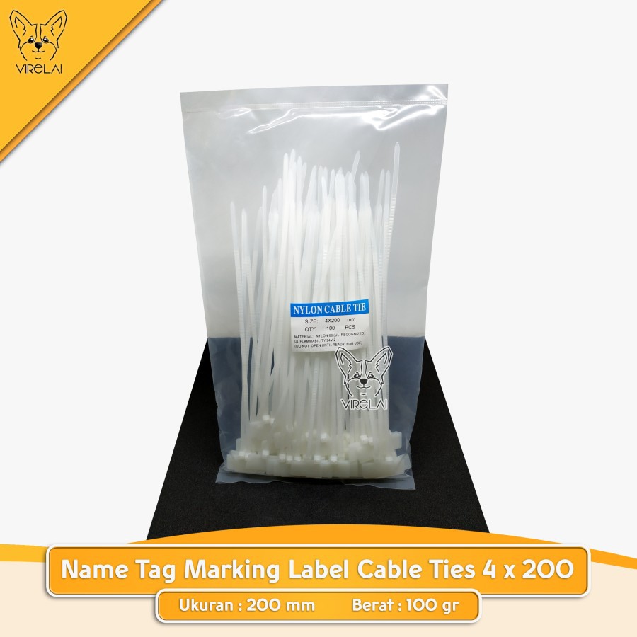 [100 Biji] Name Tag Marking Label Cable Ties / Kabel Ties Bendera 4 x 150 / 200