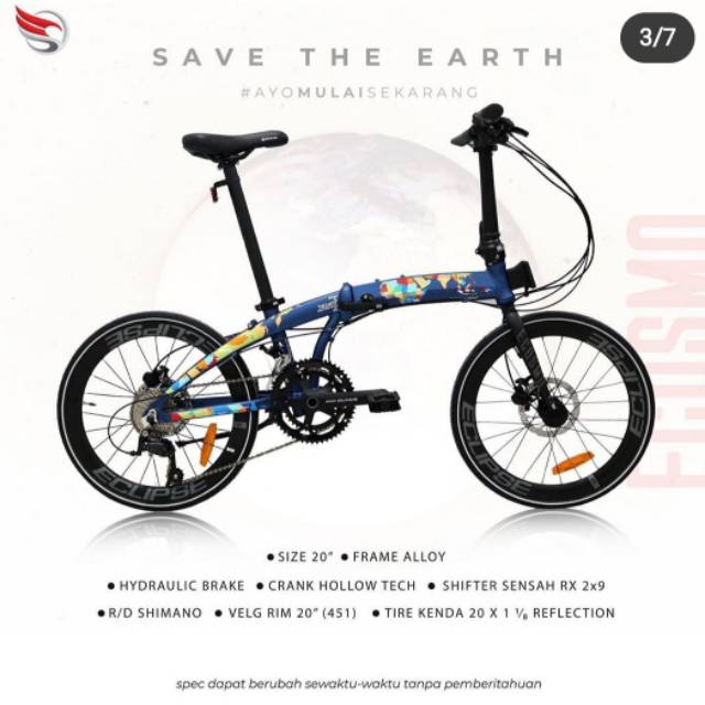 Sepeda lipat 20 element ecosmo Z9 save the earth