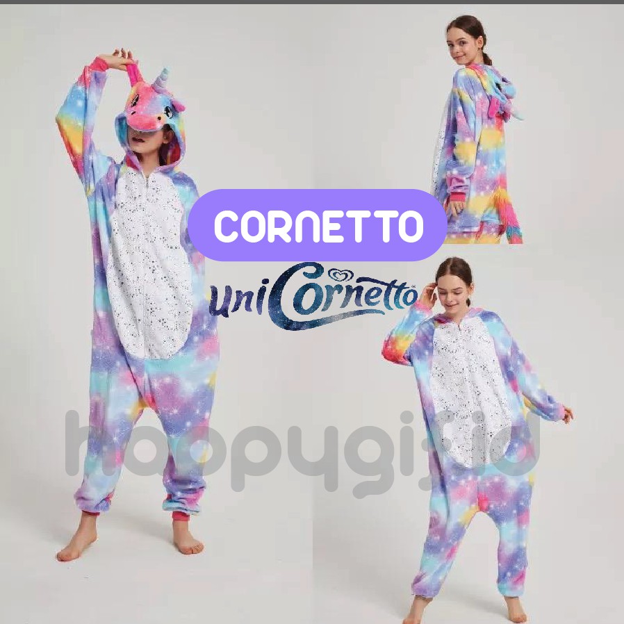 ONESIE UNICORN PIYAMA KOSTUM DEWASA UNICORN SPECIAL ES KRIM ICE CREAM