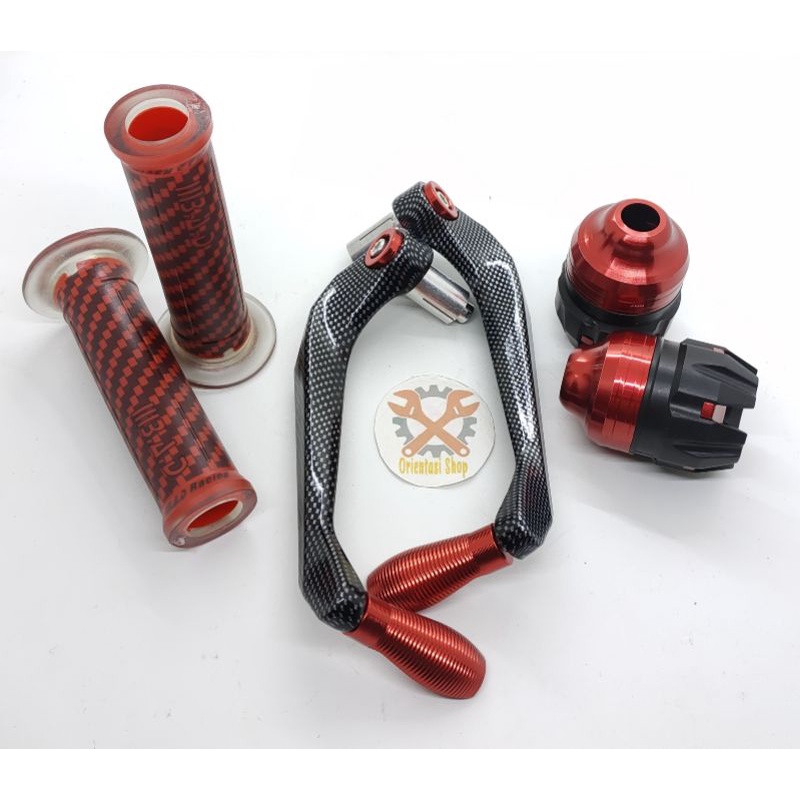 PROGUARD CARBON+JALU AS RODA+GRIP CARBON NMAX AEROK NINJA RX KING VARIO BEAT MIO UNIVERSAL