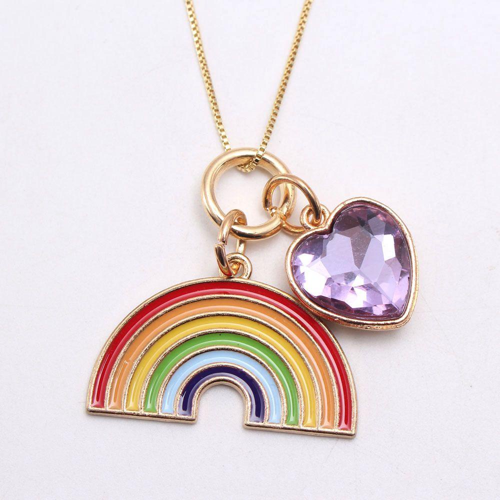 R-flower Kids Jewelry Hadiah Unisex Best Friend Rainbow Kalung Pria Wanita Kalung Persahabatan