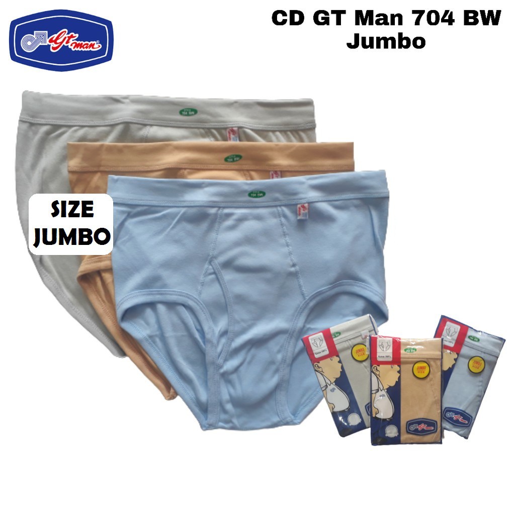 6 Pcs ( 1/2 Ls )  CELANA DALAM GT MAN BW JUMBO SIZE XXL/CELANA DALAM PRIA GT MAN
