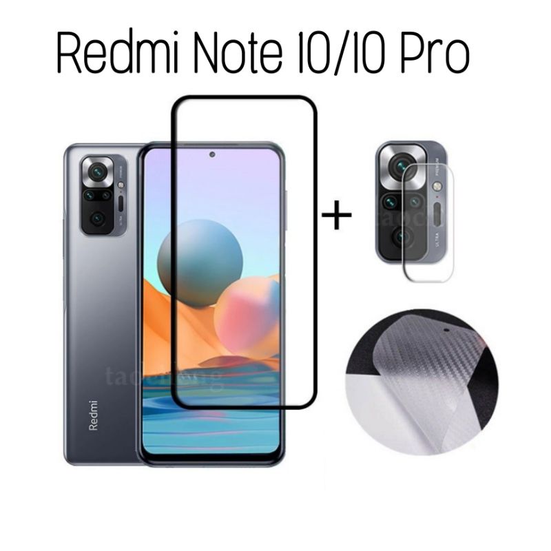 PROMO 3in1 Tempered Glass Full Redmi NOTE 10/10S/10 PRO 4G Anti Gores Kamera Belakang+Garskin