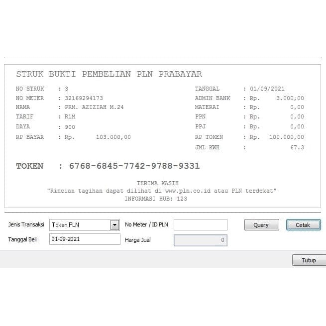 SOFTWARE STRUK PPOB, TOKEN PLN, TAGIHAN PLN, BJPS, TELKOM