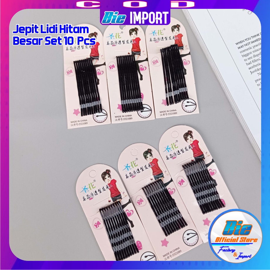 10 Pcs Jepit Lidi Basic Hitam Impor Best Seller