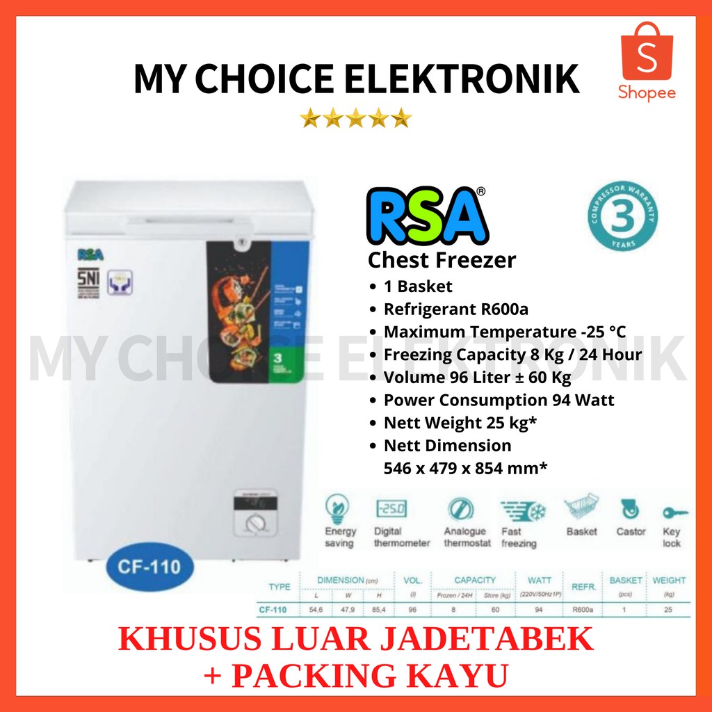 RSA Chest Freezer CF-110 [Luar Kota]