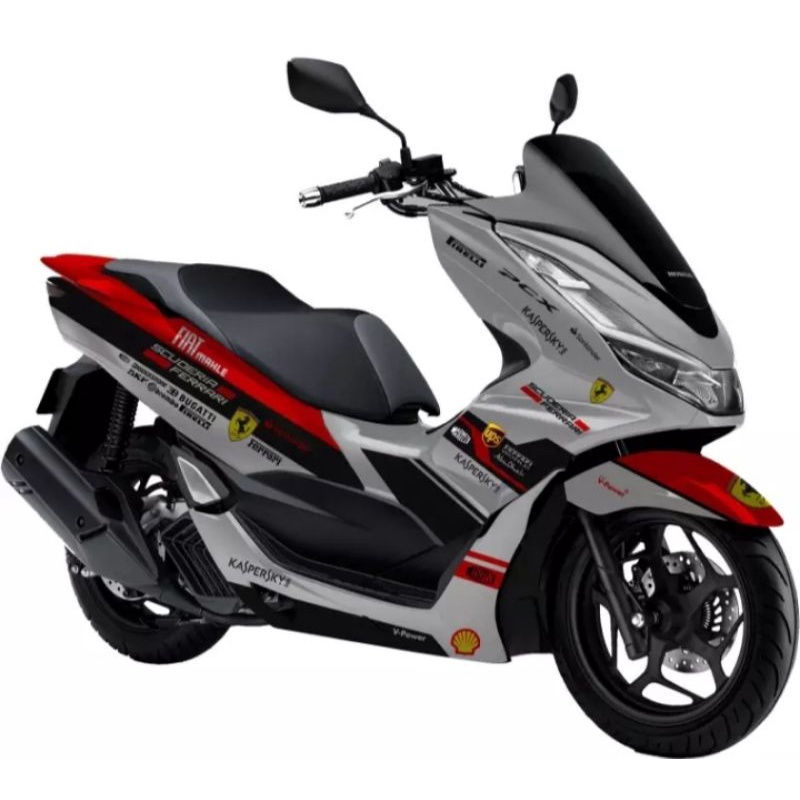 (PREMIUM) DECAL STIKER STICKER HONDA PCX 160 WHITE FERARI VARIASI FULL BODY BISA CUSTOME