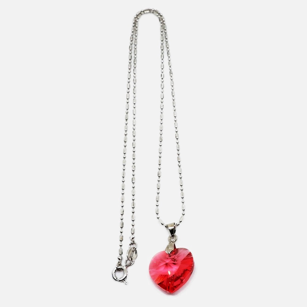 Love Pendant Kalung Liontin Swarovski - Merah Muda Pink (Padparadsha)